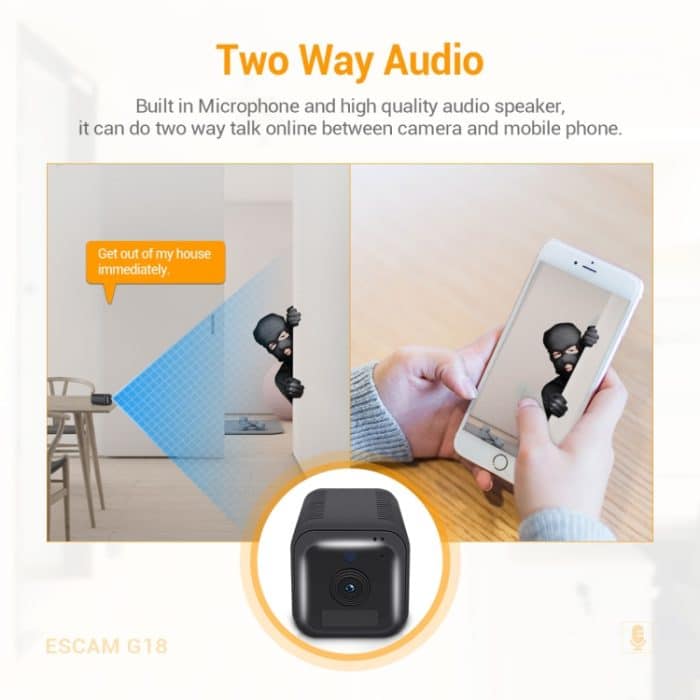 ESCAM G18 1080P Full HD wiederaufladbare WiFi-IP-Kamera mit Akku, unterstützt Nachtsicht / PIR-Bewegungserkennung / TF-Karte / Zwei-Wege-Audio, G18 – Bild 10