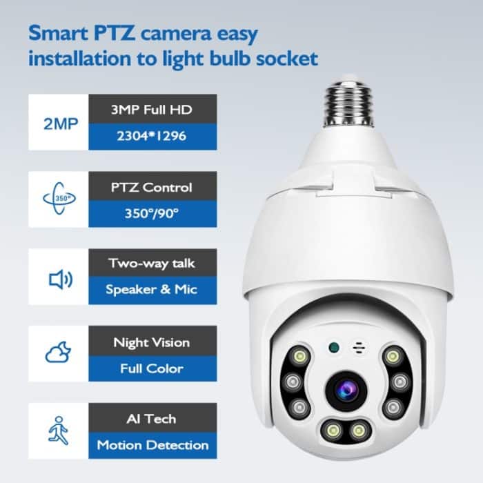 DP183,0Millionen PixelSmart-Dualband WiFi1080P HDim Freiennetz -GlühlampeKamera, UnterstützungInfrarot-Nachtsicht &Motion Detection&TF-Karte – Bild 6