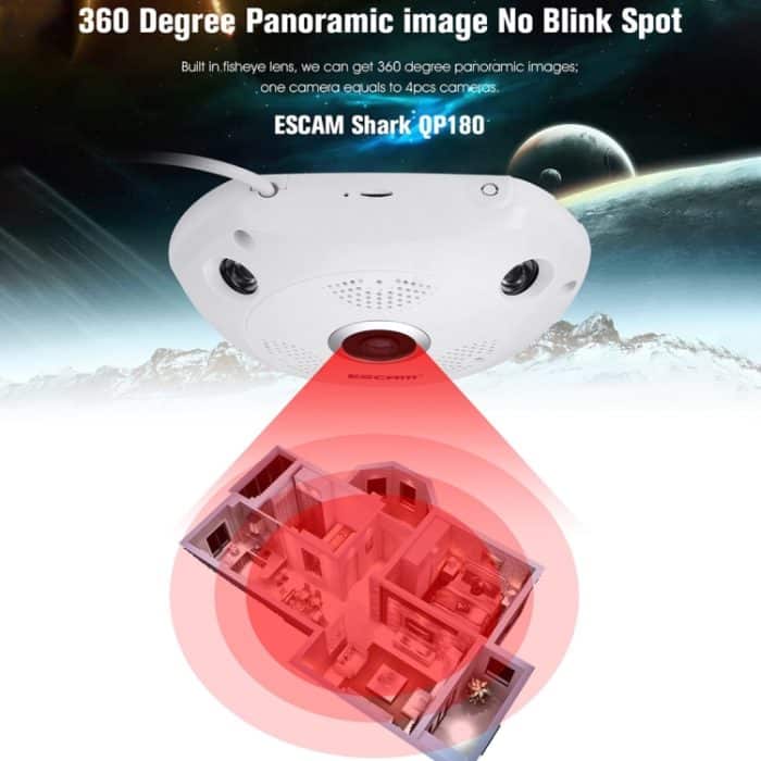ESCAM Shark QP180 960P 360-Grad-Fischaugenobjektiv 1,3 MP WiFi-IP-Kamera, Unterstützung für Bewegungserkennung / Nachtsicht, IR-Entfernung: 10 m – Bild 12