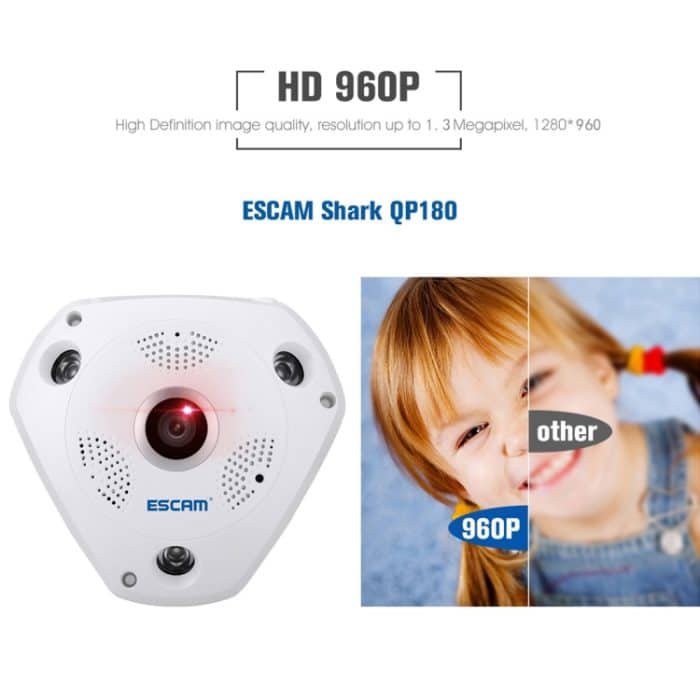 ESCAM Shark QP180 960P 360-Grad-Fischaugenobjektiv 1,3 MP WiFi-IP-Kamera, Unterstützung für Bewegungserkennung / Nachtsicht, IR-Entfernung: 10 m – Bild 15