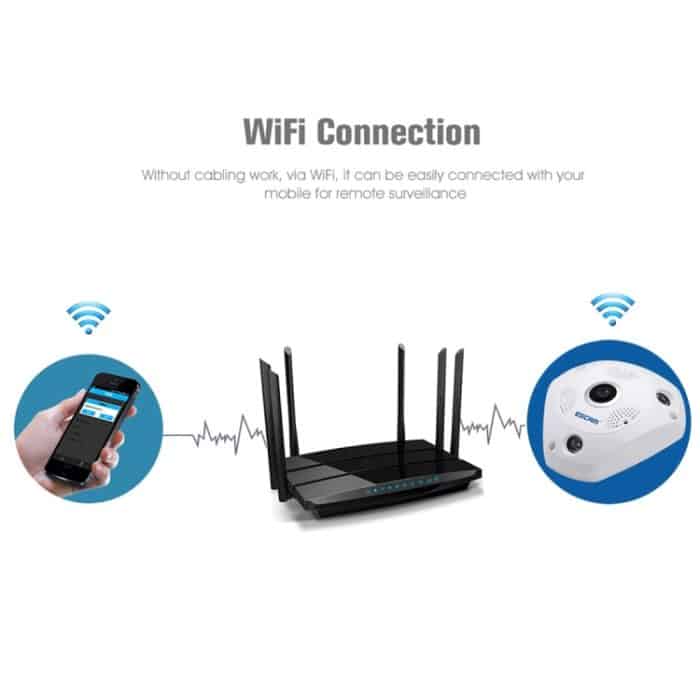 ESCAM Shark QP180 960P 360-Grad-Fischaugenobjektiv 1,3 MP WiFi-IP-Kamera, Unterstützung für Bewegungserkennung / Nachtsicht, IR-Entfernung: 10 m – Bild 16