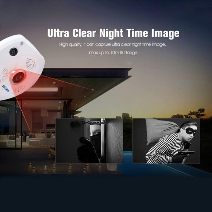 ESCAM Shark QP180 960P 360-Grad-Fischaugenobjektiv 1,3 MP WiFi-IP-Kamera, Unterstützung für Bewegungserkennung / Nachtsicht, IR-Entfernung: 10 m – Bild 18