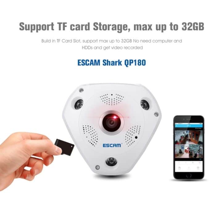 ESCAM Shark QP180 960P 360-Grad-Fischaugenobjektiv 1,3 MP WiFi-IP-Kamera, Unterstützung für Bewegungserkennung / Nachtsicht, IR-Entfernung: 10 m – Bild 20