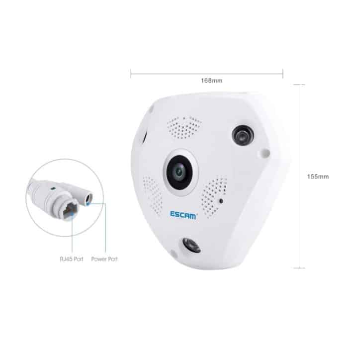 ESCAM Shark QP180 960P 360-Grad-Fischaugenobjektiv 1,3 MP WiFi-IP-Kamera, Unterstützung für Bewegungserkennung / Nachtsicht, IR-Entfernung: 10 m – Bild 7