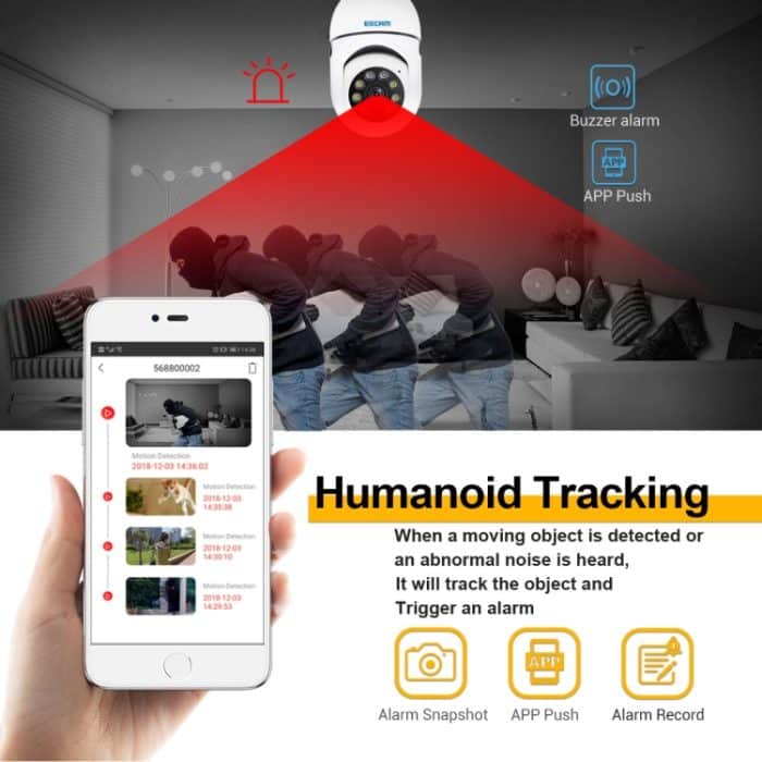 ESCAM PT208 1080P HD Glühbirne WiFi-Kamera, Unterstützung Bewegungserkennung, Zwei-Wege-Audio, Nachtsicht, TF-Karte – Bild 8