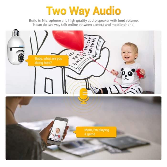 ESCAM PT208 1080P HD Glühbirne WiFi-Kamera, Unterstützung Bewegungserkennung, Zwei-Wege-Audio, Nachtsicht, TF-Karte – Bild 9