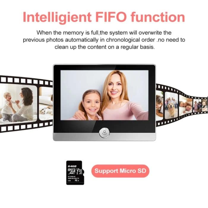 W1 4,3 Zoll 1080P WiFi Intelligente visuelle elektronische Türklingel unterstützt PIR-Bewegungserkennung – Bild 3