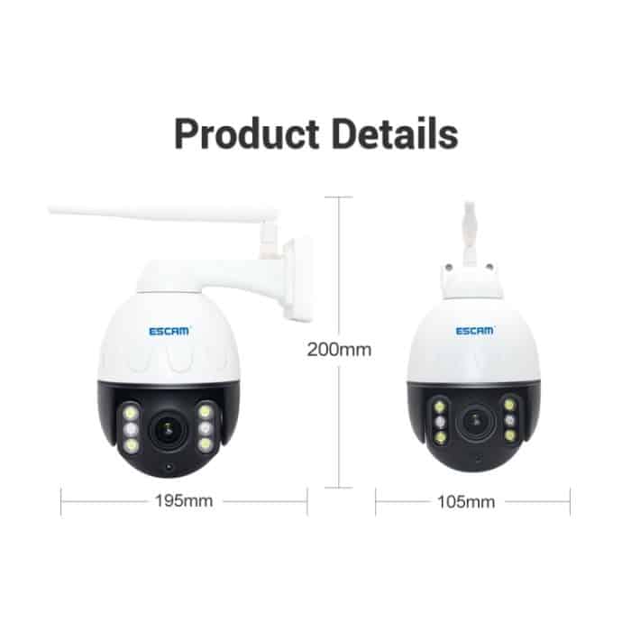 ESCAM Q5068 H.265 5 MP Schwenk-/Neige-/4fach-Zoom-WLAN-wasserdichte IP-Kamera, unterstützt ONVIF Zwei-Wege-Gespräch und Nachtsicht, AU-Stecker, EU Plug, AU Plug, UK Plug, US Plug – Bild 5