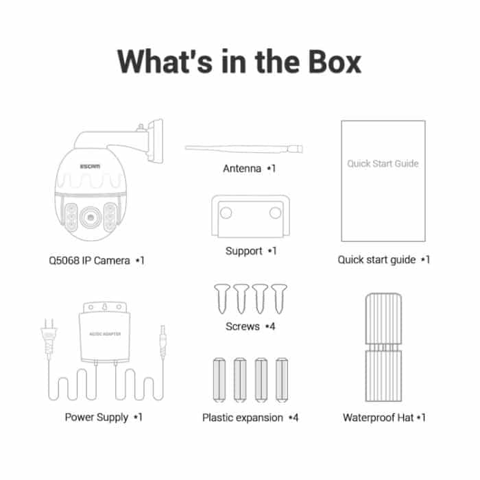 ESCAM Q5068 H.265 5 MP Schwenk-/Neige-/4fach-Zoom-WLAN-wasserdichte IP-Kamera, unterstützt ONVIF Zwei-Wege-Gespräch und Nachtsicht, AU-Stecker, EU Plug, AU Plug, UK Plug, US Plug – Bild 6