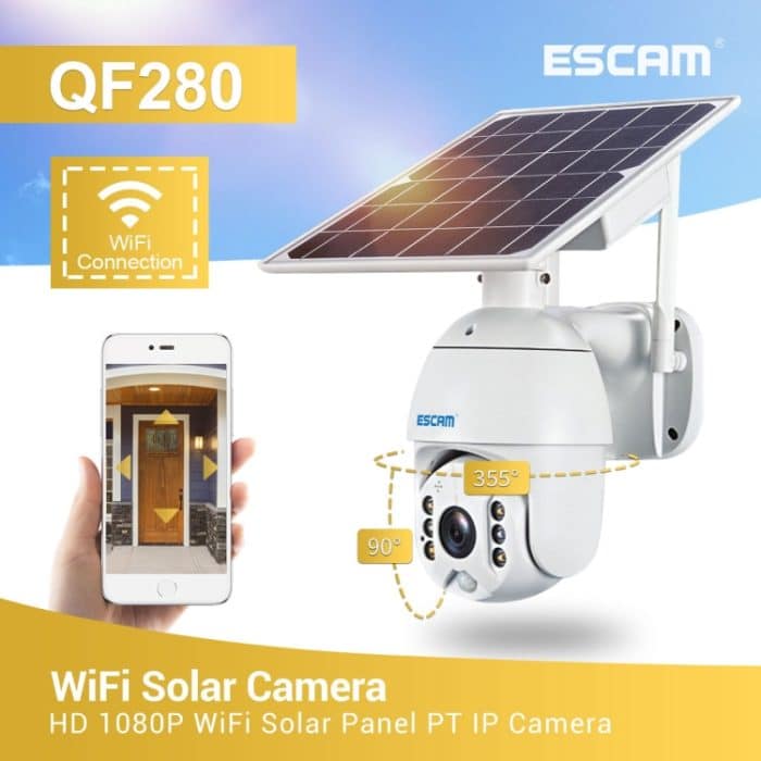 ESCAM QF280 HD 1080P IP66 wasserdichte WiFi-Solarpanel-PT-IP-Kamera ohne Batterie, unterstützt Nachtsicht/Bewegungserkennung/TF-Karte/Zwei-Wege-Audio, without Battery – Bild 5