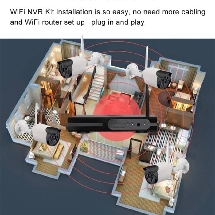 8CH HD 720P 1,0 Megapixel 2,4 GHz WiFi IP Bullet Kamera + NVR Kit – Bild 4