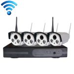 4CH HD 720P 1,0 Megapixel 2,4 GHz WiFi IP Bullet Kamera + NVR Kit