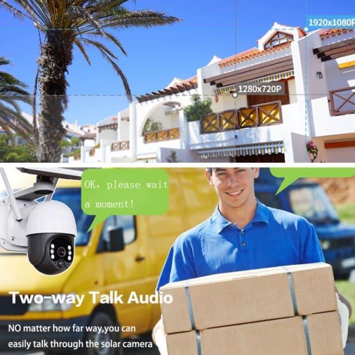 T23 2288 x 1288P Full HD Solar Powered WiFi-Kamera, Unterstützung PIR-Alarm, Nachtsicht, Zwei-Wege-Audio, TF-Karte, keine Batterie enthalten – Bild 7