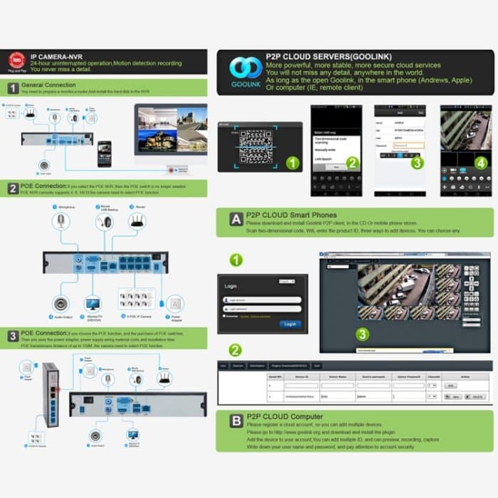 533W / IP POE (Power Over Ethernet) 720P IP-Kamera Heimsicherheitsüberwachungskamera, unterstützt Nachtsicht und Telefon-Fernansicht, 533W – Bild 6