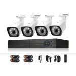 A4B3 / Kit 4CH 1080N Überwachungs-DVR-System und 720P 1,0 MP HD wetterfeste CCTV-Bullet-Kamera, unterstützt Infrarot-Nachtsicht und P2P- und QR-Code-Scan-Fernzugriff, A4B3 / Kit 4CH Black, A4B3 / Kit 4CH White