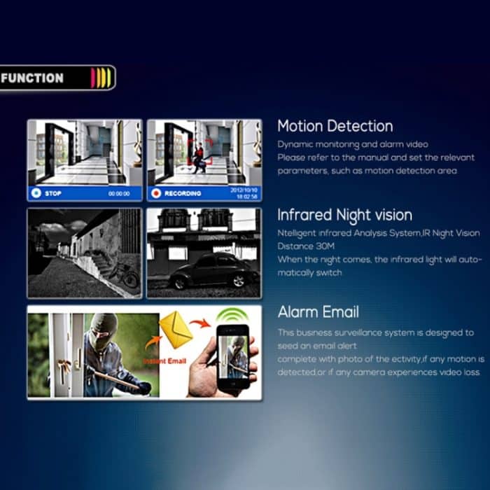 633H2 / A 1080P 3,6-mm-Objektiv CCTV-DVR-Überwachungssystem IP66 Wetterfeste Sicherheits-Bullet-Kamera für den Innenbereich mit 6 LED-Array, unterstützt Nachtsicht, 633H2 / A Black, 633H2 / A White – Bild 12