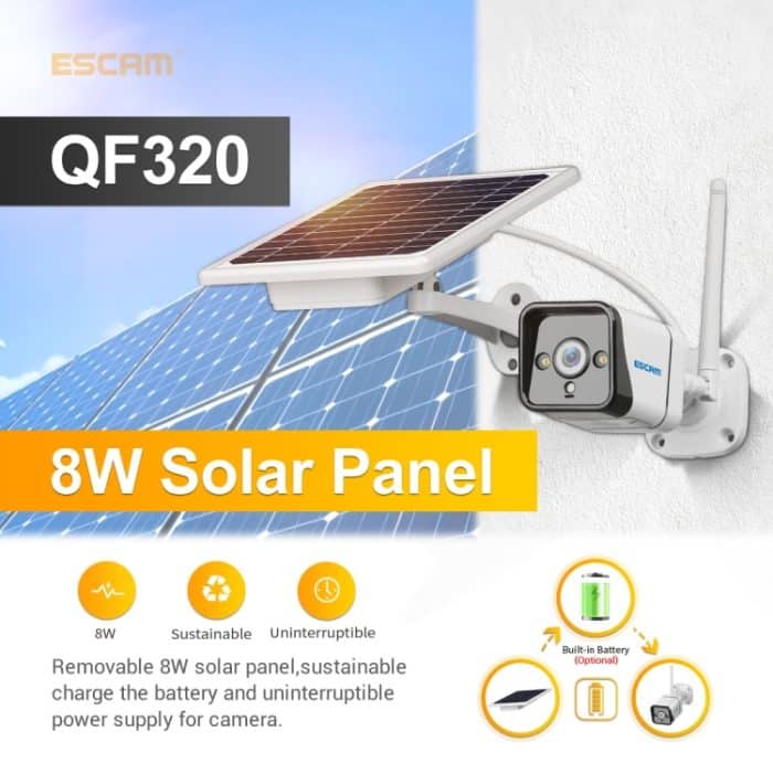 ESCAM QF320 HD 1080P 4G Solarpanel IP-Kamera, Unterstützung von Nachtsicht- und TF-Karten- und PIR-Bewegungserkennung sowie Zwei-Wege-Audio – Bild 8