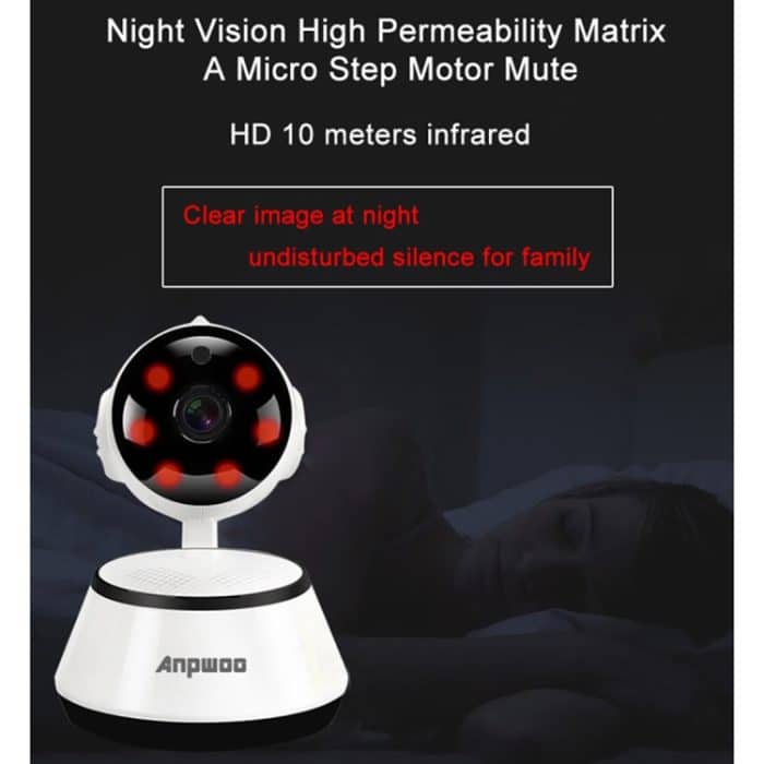 Anpwoo YT001 720P HD-WLAN-IP-Kamera mit 6 PCS-Infrarot-LEDs, Unterstützung für Bewegungserkennung, Nachtsicht und TF-Karte (max. 64 GB) – Bild 6