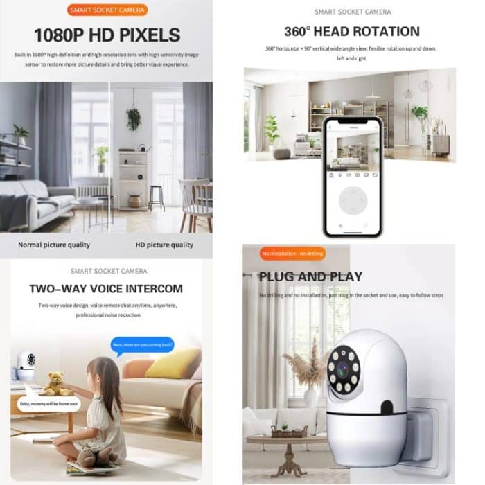 A11 WiFi Smart Home PTZ Webcam IP Kamera Nachtsichtmonitor, A11 (EU Plug), A11 (US Plug) – Bild 4