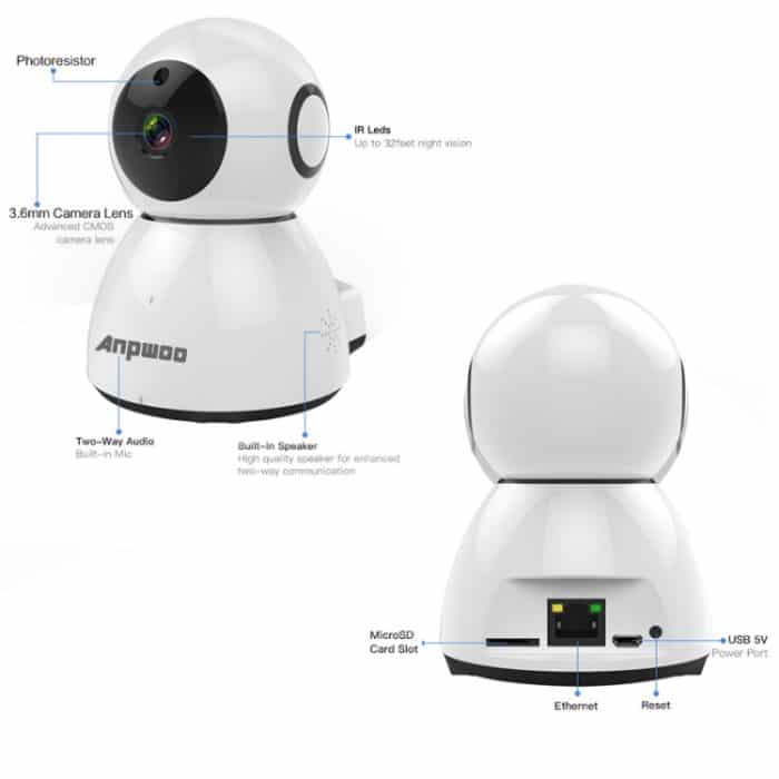 Anpwoo Snowman 1080P HD WiFi IP-Kamera, unterstützt Bewegungserkennung, Infrarot-Nachtsicht und TF-Karte (max. 64 GB), Snowman – Bild 3