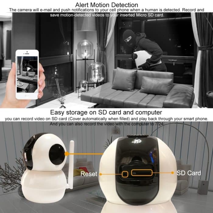 Anpwoo YT006 720P HD WiFi IP-Kamera, unterstützt Bewegungserkennung, Infrarot-Nachtsicht und SD-Karte (max. 32 GB), YT006 – Bild 6