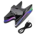 Spezielle UFO-Form, 2 x USB-Ladestation/Controller-Ladeständer für PS4, Playstation 4 mit mehrfarbiger LED, For PS
