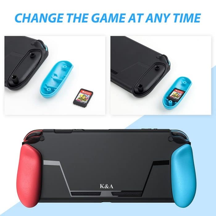 TPU Shell Grip Grip mit Spielkartensteckplatz Anti-Shock Cover Silikonhülle für Nintendo Switch, mit Logo – Bild 3