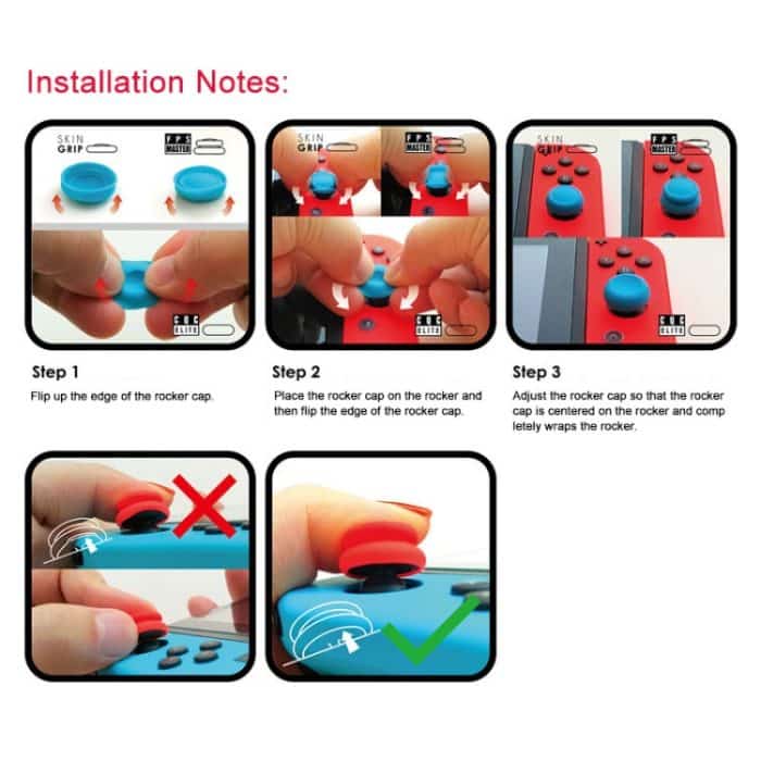 Linke + rechte Gamepad-Wippkappen-Tastenabdeckung für Switch, For Switch(Black), For Switch(Blue + Magenta), For Switch(Green+Red), For Switch(Red) – Bild 7