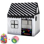 Haushalt Kinder Druckspielzelt Kleines Spielhaus mit 50 Ozeanbällen und Matte, with 50 Ocean Balls & Mat (Black White), with 50 Ocean Balls & Mat (Pink), with 50 Ocean Balls & Mat (Green), with 50 Ocean Balls & Mat (Light Pink)