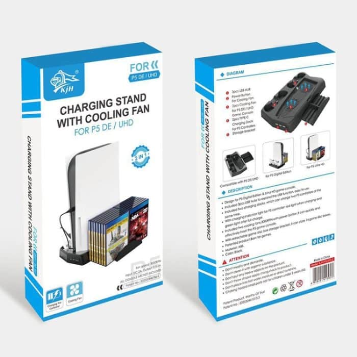 KJH P5-010-2 Multifunktions-Ladeluftventilator mit Aufbewahrungsfachhalterung für PS5 De / UHD – Bild 10
