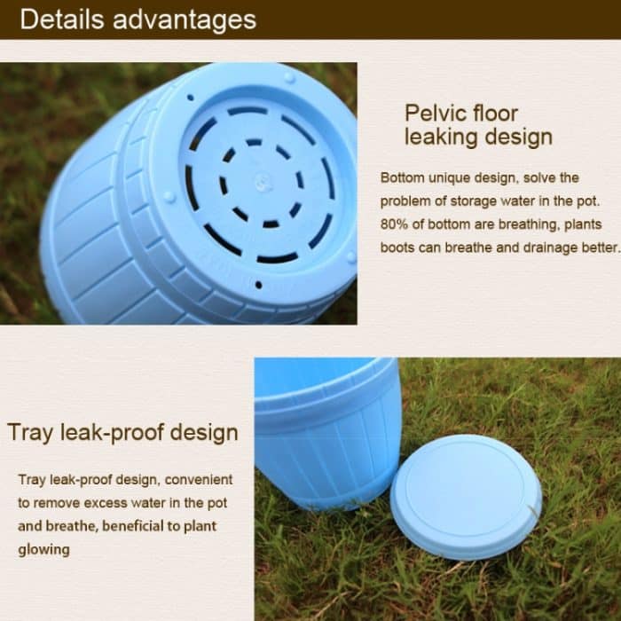 10 Stück künstlicher Holzfass-Blumentopf aus Kunstharz mit Tablett, Durchmesser oben: 19 cm, Höhe: 16,5 cm, Top Diameter: 19cm – Bild 4