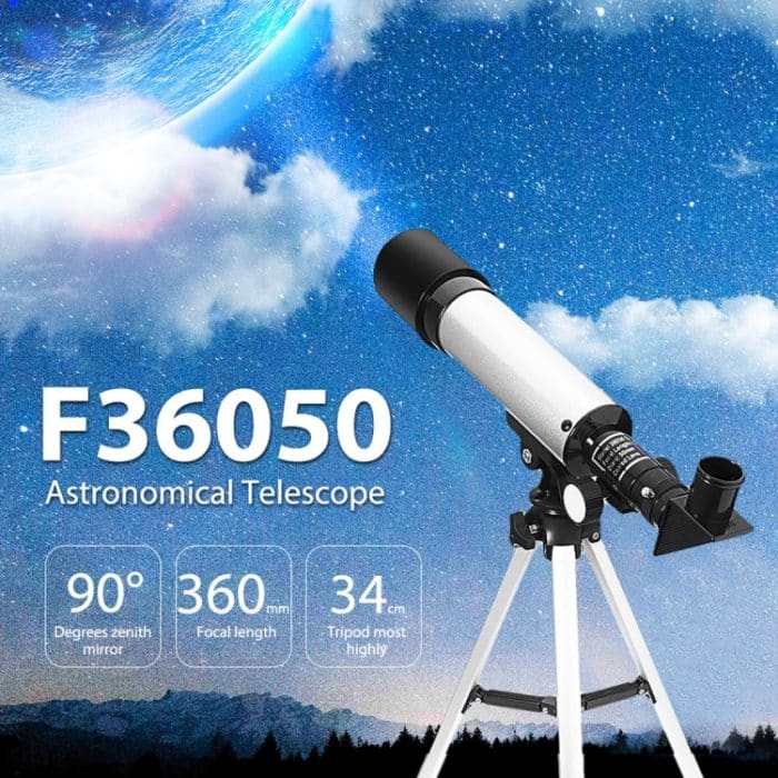 F36050 Tragbares professionelles hochauflösendes High Times Espace Astronomisches Teleskop-Spektiv mit Stativ aus Aluminiumlegierung (Silber) – Bild 6