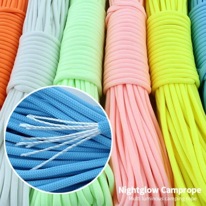 20 m 9-adriges, vollleichtes Outdoor-Campingzelt-Rettungsseil aus Nylon und Polyester, gebündelt, fluoreszierendes Kletterseil, 20m Orange, 20m Pink, 20m Green, 20m Blue, 20m White, 20m Yellow – Bild 6