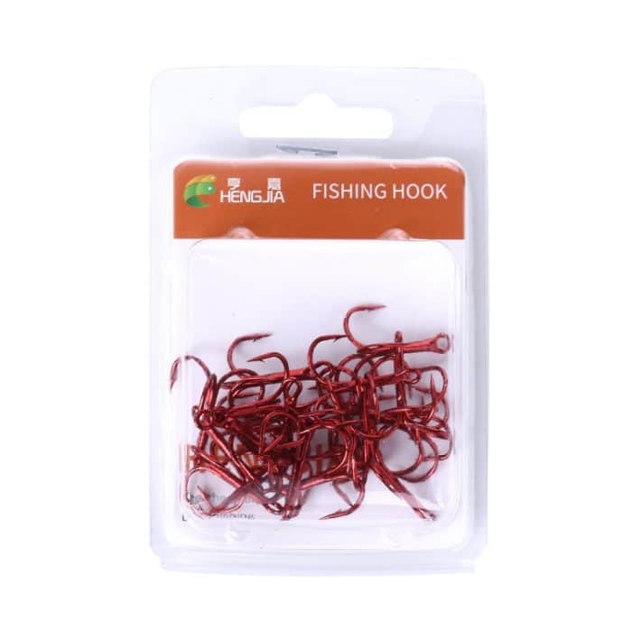 HENGJIA 20 PCS Classic Red Hochstahl-Angeln mit hohem Kohlenstoffgehalt Drei-Backen-Drillinge – Bild 6