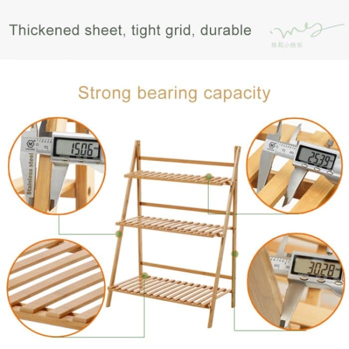 Hängender Pflanzenständer aus Bambus mit 3 Ebenen, Pflanzgefäßregale, Blumentopf-Aufbewahrungsregal, zusammenklappbares Ausstellungsregal, Pflanzenregal, Breite: 100 cm, 3-Tie Width: 100cm(White), 3-Tie Width: 100cm(Apricot) – Bild 4