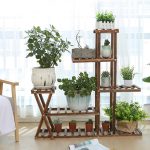 Hölzerne Pflanze Blumen Display Stand Holz Topf Regal Lagerregal – Bild 9