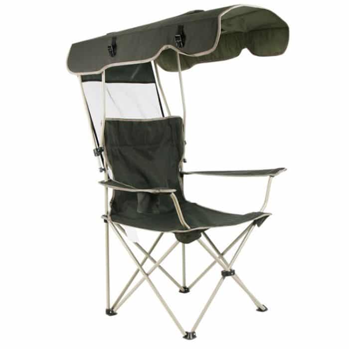 Outdoor Sonnenschutz Klappstuhl Multifunktionale Tragbare Angeln Strand Lounge Stuhl Mit Sonnenschirm Aluminium Klappstuhl, Folding Chair(Dark Green) – Bild 4