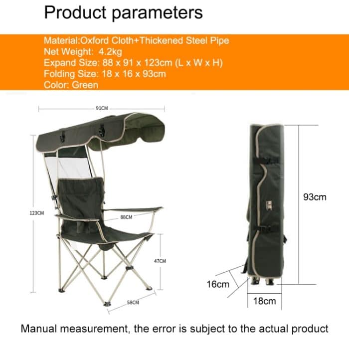 Outdoor Sonnenschutz Klappstuhl Multifunktionale Tragbare Angeln Strand Lounge Stuhl Mit Sonnenschirm Aluminium Klappstuhl, Folding Chair(Dark Green) – Bild 8