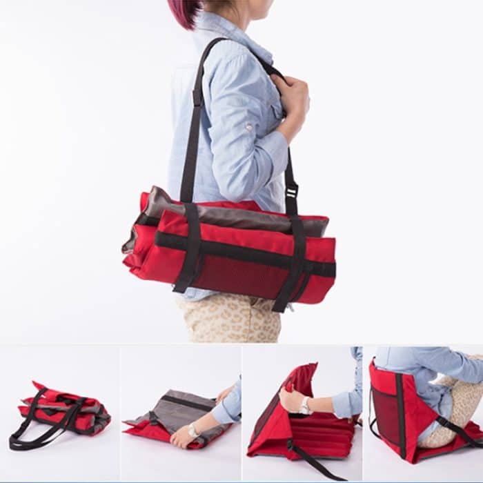 OG0981R.jpg Klappbares Sitzkissen für den Außenbereich mit Rückenlehne, Größe: 78 x 40 x 2 cm, CLS Folding Stool(Red), Folding Seat(Black) – Bild 1