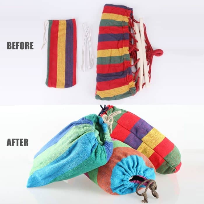 Überrollsichere Einzelperson-Segeltuch-Hängematte für den Außenbereich, tragbares Strandschaukelbett mit Holzstäben, Größe: 185 x 80 cm, Size: 185 x 80cm, Size: 185 x 80cm(Red) – Bild 4