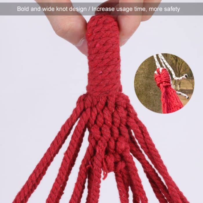 Überrollsichere Einzelperson-Segeltuch-Hängematte für den Außenbereich, tragbares Strandschaukelbett mit Holzstäben, Größe: 185 x 80 cm, Size: 185 x 80cm, Size: 185 x 80cm(Red) – Bild 5