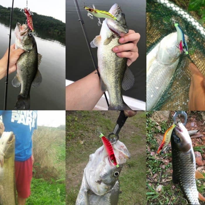 HENGJIA 8 cm harte Plastikköder, Tintenfisch-Angelköder, Köder, Holz, Garnelenköder, 1# (Magenta+Dark Red), 2# (Orange + Yellow), 3# (Yellow), 5# (Magenta), 6# (Orange), 7# (Blue) – Bild 4