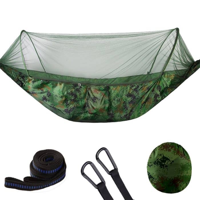 Tragbare Outdoor-Camping-Vollautomatische Fallschirm-Hängematte aus Nylon mit Moskitonetzen, Größe: 290 x 140 cm, 290x140cm Camouflage, 290x140cm Army Green, 290x140cm Black, 290x140cm Dark Blue, 290x140cm Dark Green – Bild 3