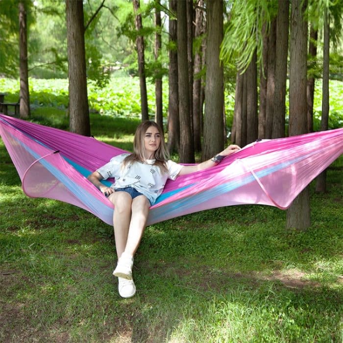 OG1322FN.jpg Tragbare Outdoor-Camping-Vollautomatische Fallschirm-Hängematte aus Nylon mit Moskitonetzen, Größe: 290 x 140 cm, 290x140cm Pink Blue, 290x140cm Green, 290x140cm Blue, 290x140cm Orange – Bild 1