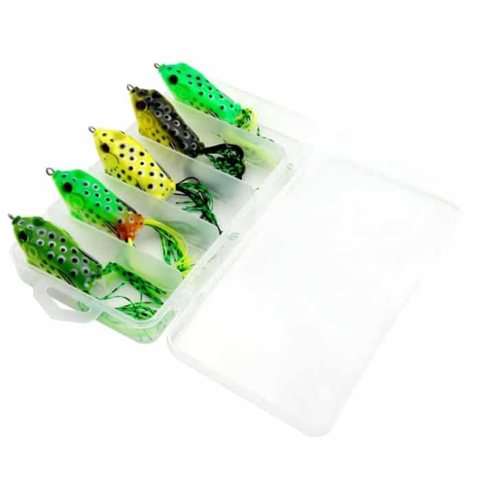 HENGJIA 5 PCS Soft Baits Wasserfischer Köder Ray Frog Baits mit Plastikbox – Bild 1
