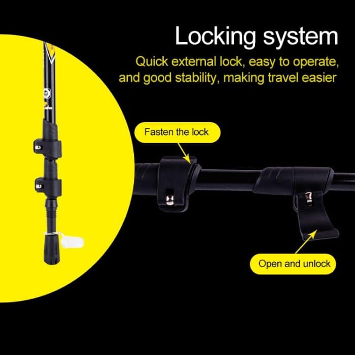 KODENOR Outdoor-Bergsteigen, tragbar, faltbar, Karbonfaser, gerader Griff, Wanderstöcke, Länge: 63–135 cm, Length : 63-135CM (Black+green), Length : 63-135CM (Black Blue), Length : 63-135CM (Black Yellow) – Bild 7