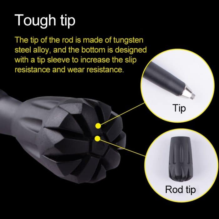 KODENOR Outdoor-Bergsteigen, tragbar, faltbar, Karbonfaser, gerader Griff, Wanderstöcke, Länge: 63–135 cm, Length : 63-135CM (Black+green), Length : 63-135CM (Black Blue), Length : 63-135CM (Black Yellow) – Bild 8