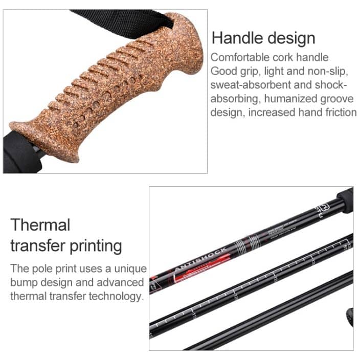 Aotu AT7551 135 cm Aluminiumlegierung Outdoor Camping Corky Trekkingstöcke, Black#135cm, Blue#135cm, Red#135cm, Silver#135cm – Bild 4