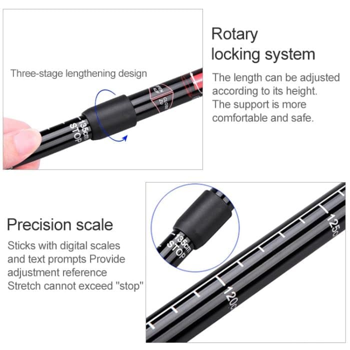 Aotu AT7551 135 cm Aluminiumlegierung Outdoor Camping Corky Trekkingstöcke, Black#135cm, Blue#135cm, Red#135cm, Silver#135cm – Bild 5