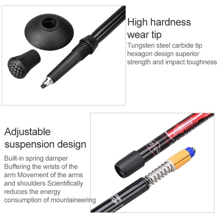 Aotu AT7551 135 cm Aluminiumlegierung Outdoor Camping Corky Trekkingstöcke, Black#135cm, Blue#135cm, Red#135cm, Silver#135cm – Bild 6